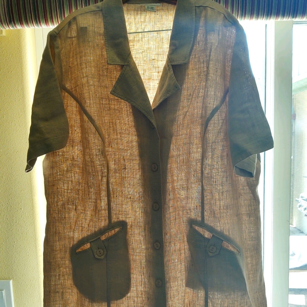 Linen Button Front Dress Sze 20